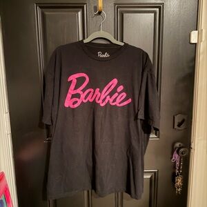 Barbie Kids Tee with Pink Script on Black